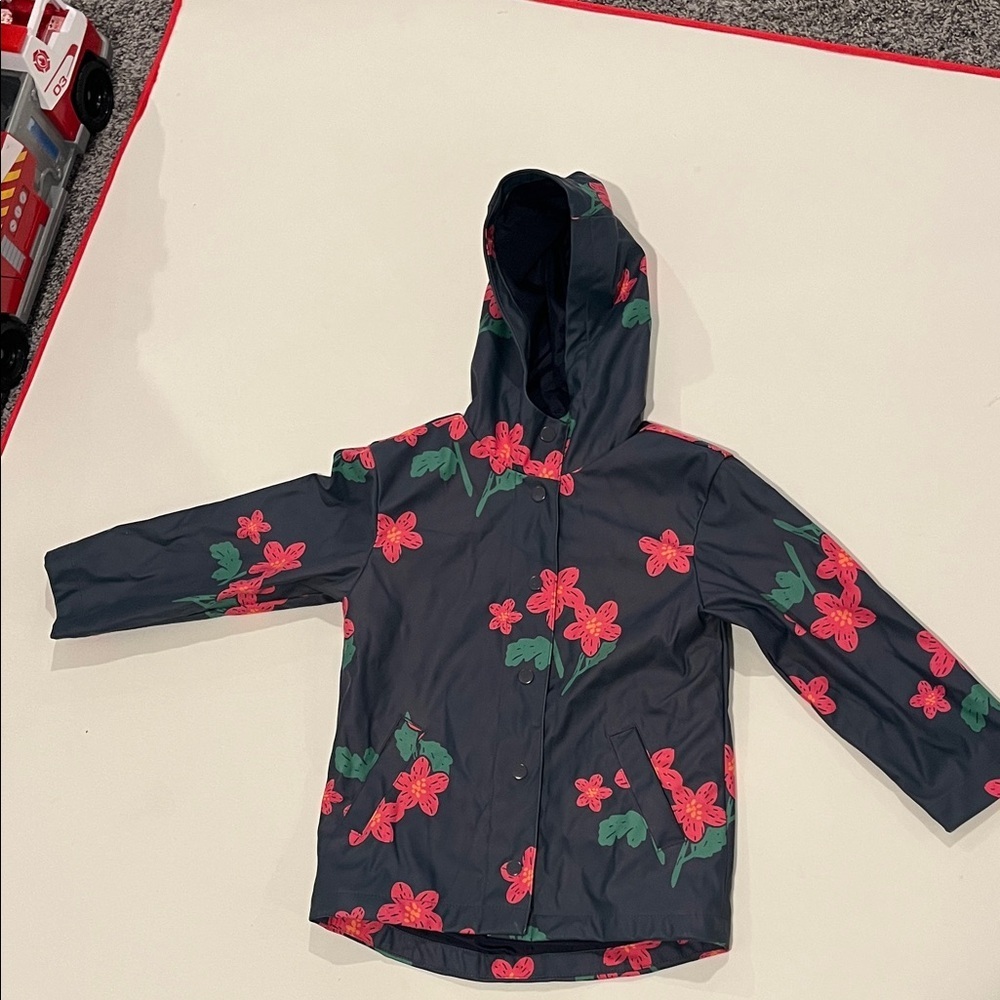 Old navy floral water resistant Hooded Jacket girls small - Picture 2 of 4